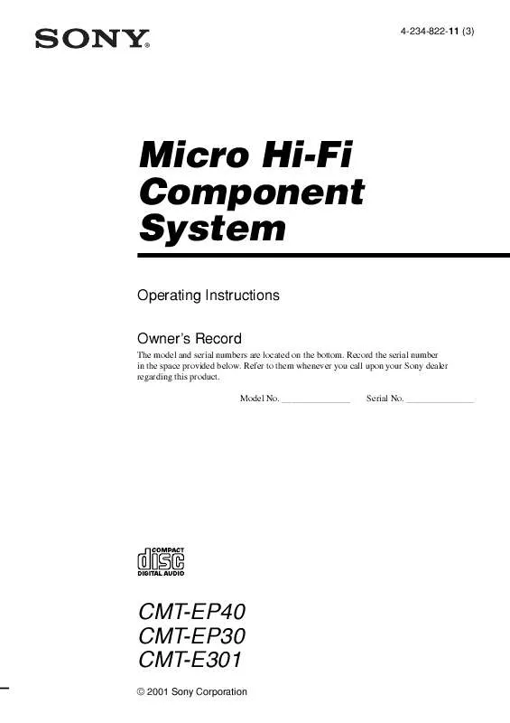 Mode d'emploi SONY CMT-E301