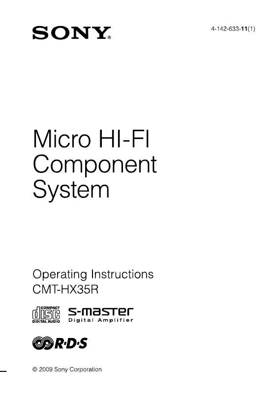 Mode d'emploi SONY CMT-HX35R