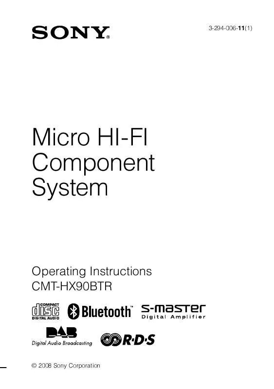 Mode d'emploi SONY CMT-HX90BTR