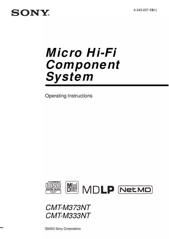 Mode d'emploi SONY CMT-M373NT