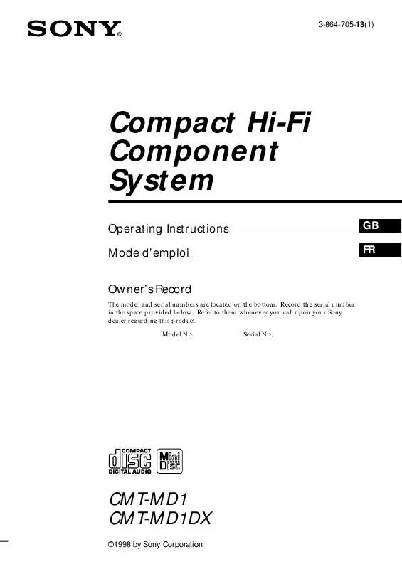 Mode d'emploi SONY CMT-MD1DX