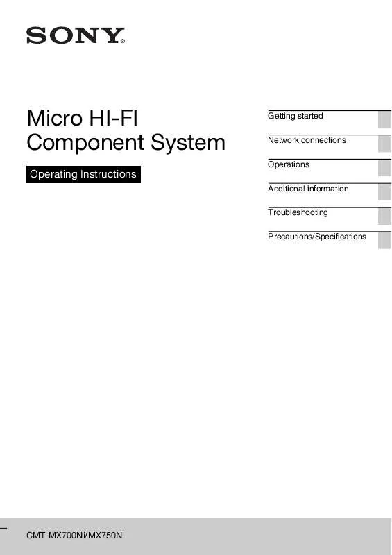 Mode d'emploi SONY CMT-MX750NI