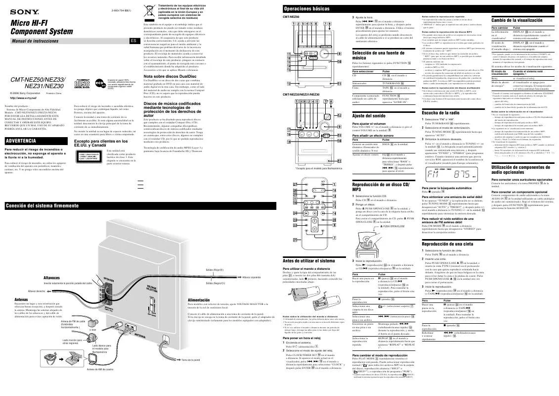 Mode d'emploi SONY CMT-NEZ31