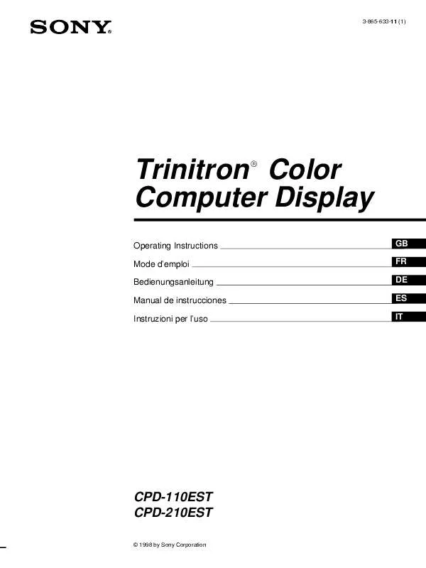 Mode d'emploi SONY CPD-110EST