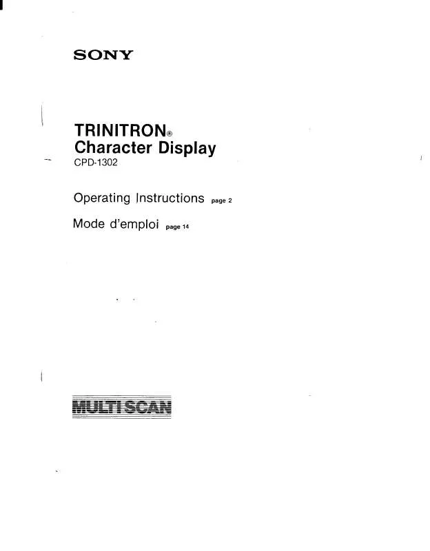 Mode d'emploi SONY CPD-1302AW2E