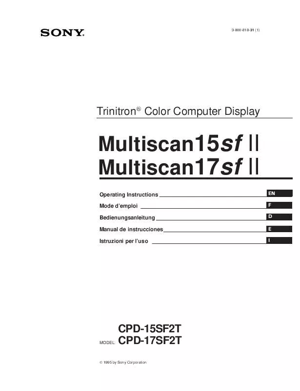 Mode d'emploi SONY CPD-15SF2T