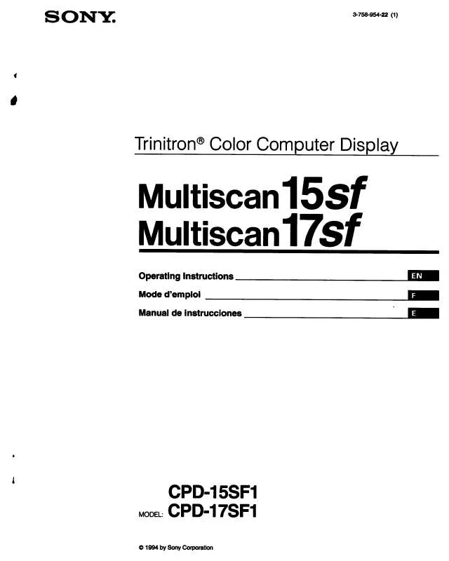 Mode d'emploi SONY CPD-17SF1