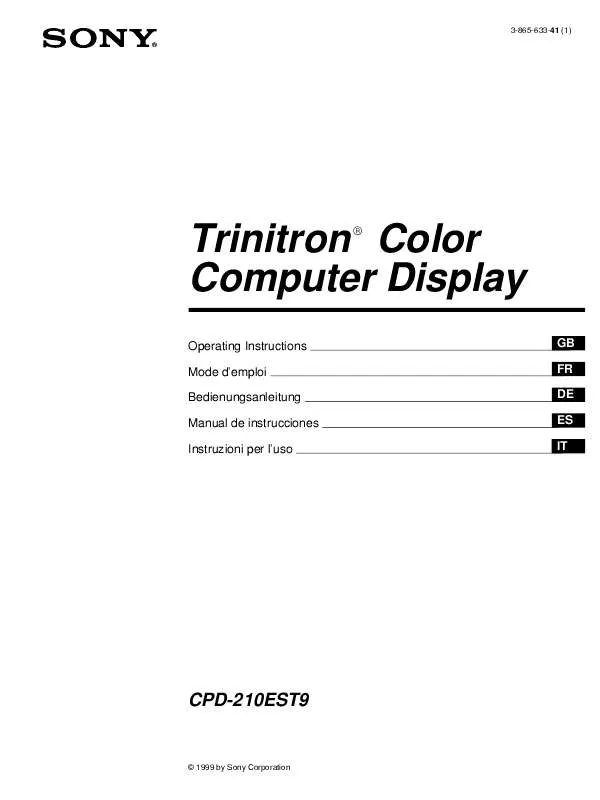 Mode d'emploi SONY CPD-210EST9