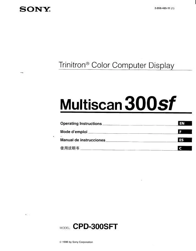 Mode d'emploi SONY CPD-300SF