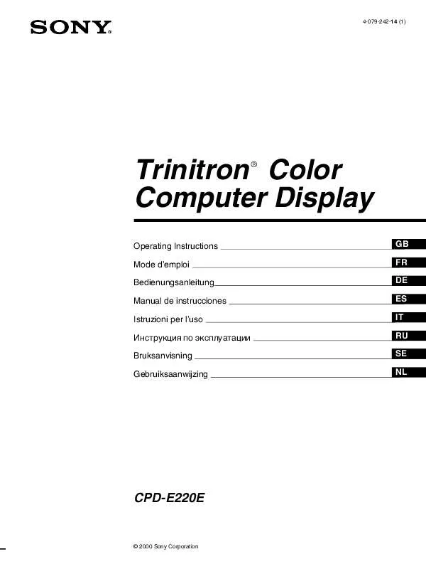 Mode d'emploi SONY CPD-E220E