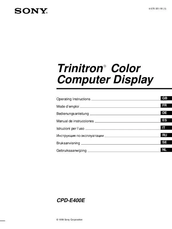 Mode d'emploi SONY CPD-E400E