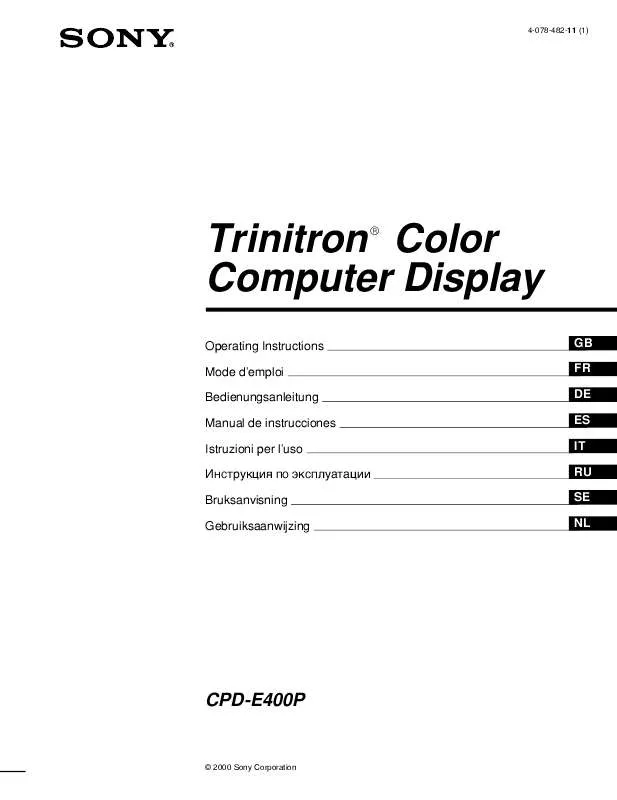 Mode d'emploi SONY CPD-E400P