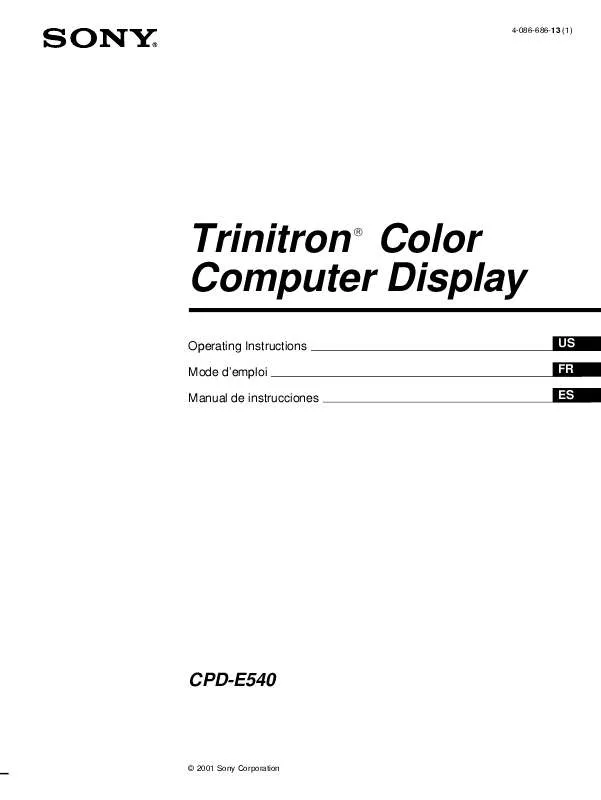 Mode d'emploi SONY CPD-E540/B