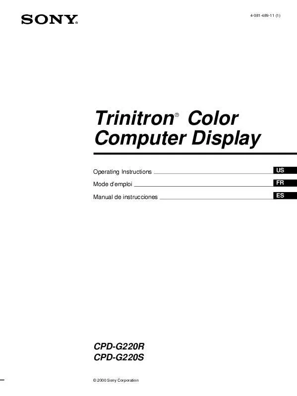 Mode d'emploi SONY CPD-G220R-L