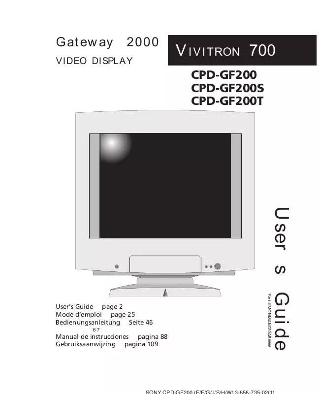 Mode d'emploi SONY CPD-GF200