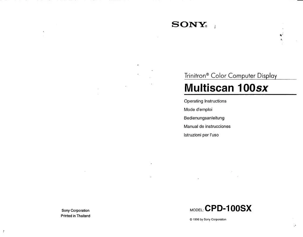 Mode d'emploi SONY CPD-100SX