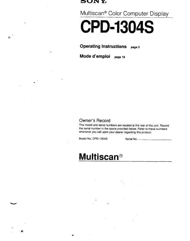 Mode d'emploi SONY CPD-1304S