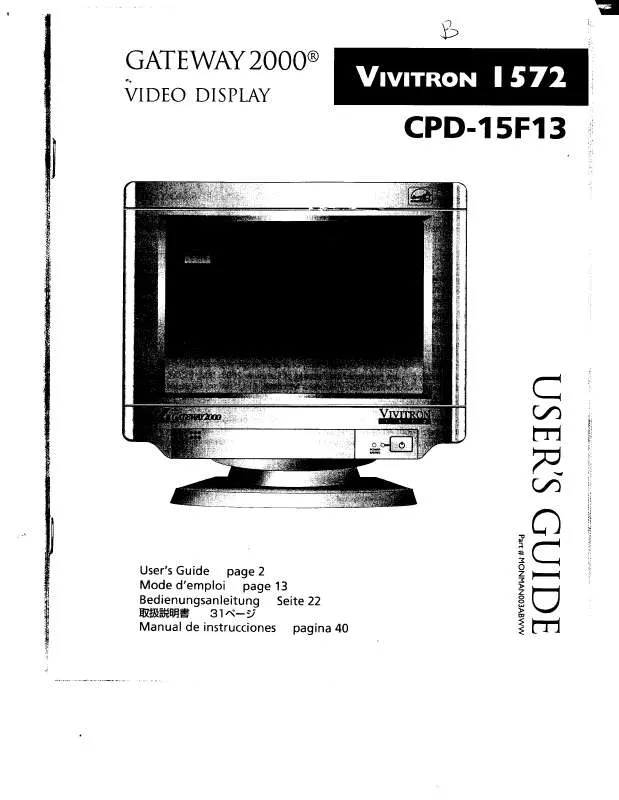 Mode d'emploi SONY CPD-15F13