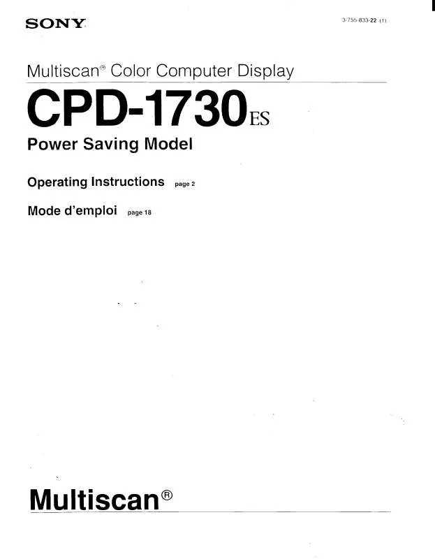 Mode d'emploi SONY CPD-1730