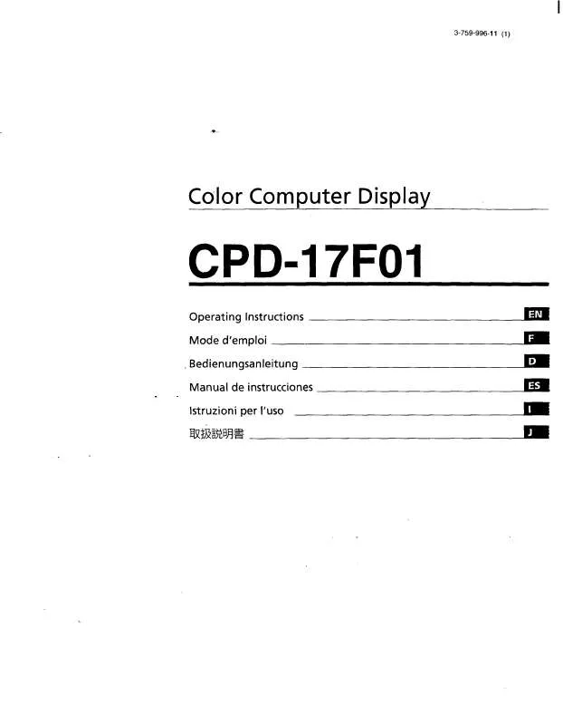 Mode d'emploi SONY CPD-17F01