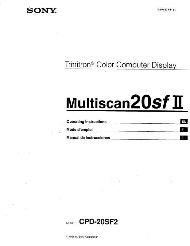 Mode d'emploi SONY CPD-20SF2