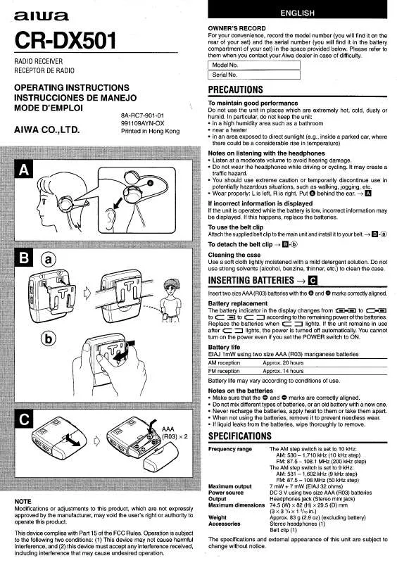 Mode d'emploi SONY CRDX501