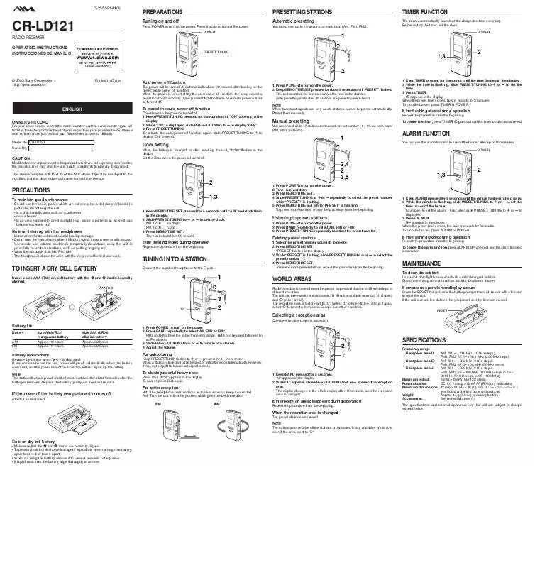 Mode d'emploi SONY CRLD121