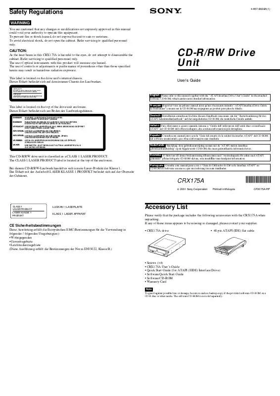 Mode d'emploi SONY CRX-175A