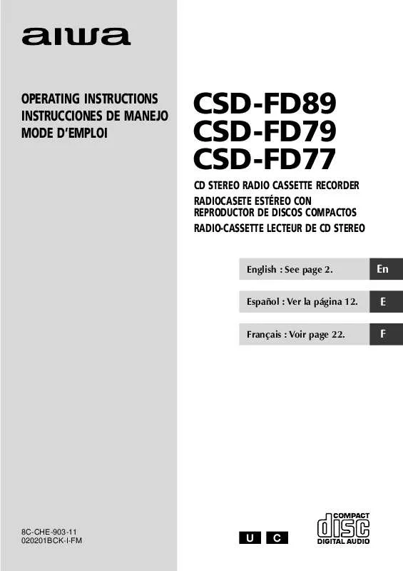 Mode d'emploi SONY CSDFD79