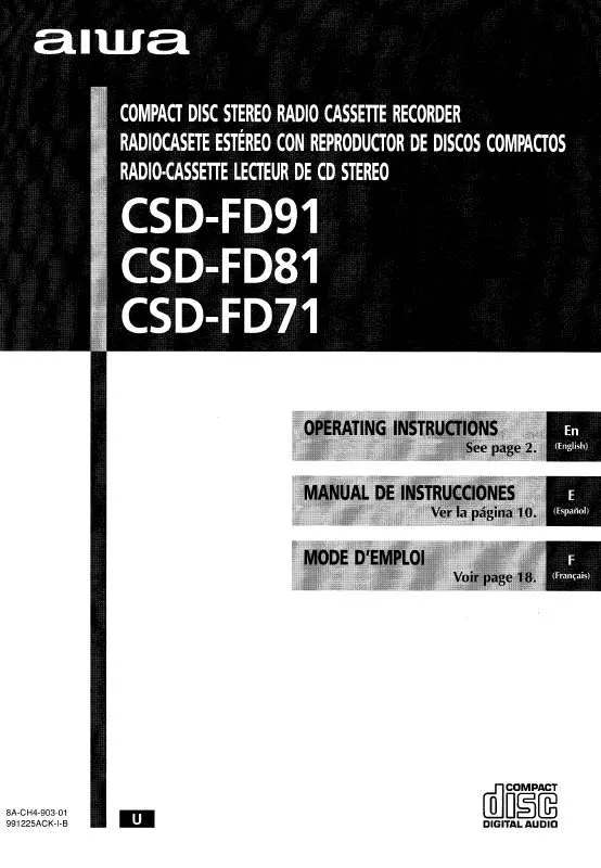 Mode d'emploi SONY CSDFD91