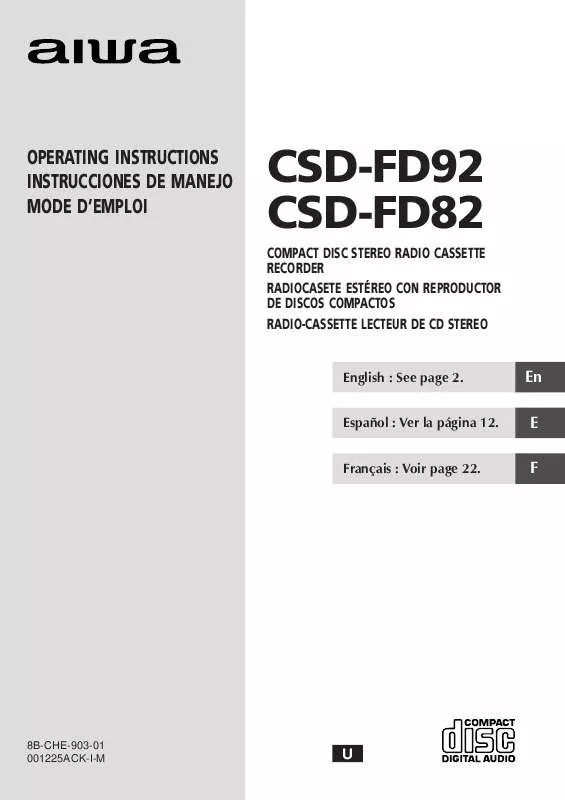 Mode d'emploi SONY CSDFD92