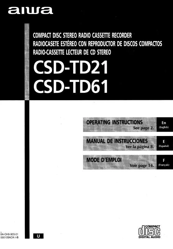 Mode d'emploi SONY CSDTD21