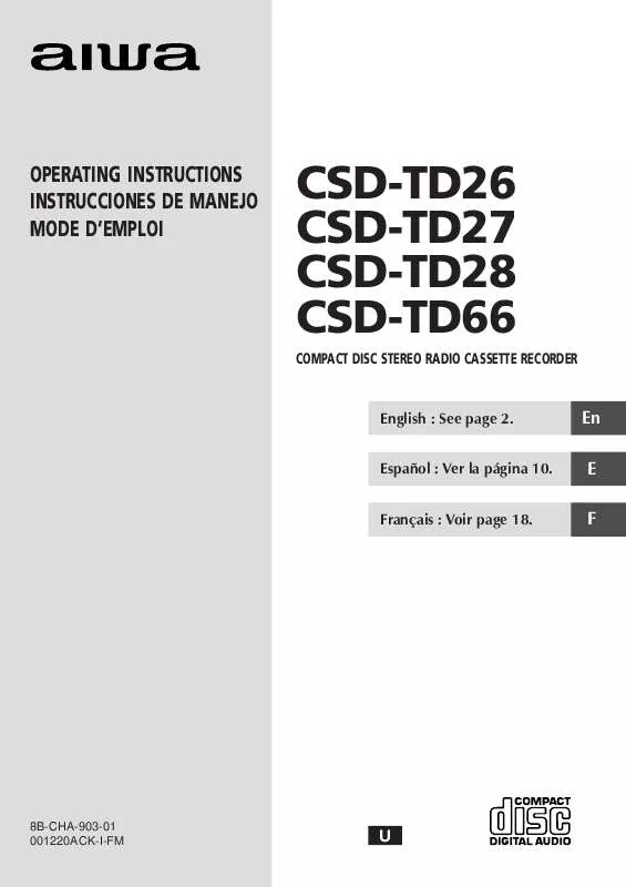 Mode d'emploi SONY CSDTD27