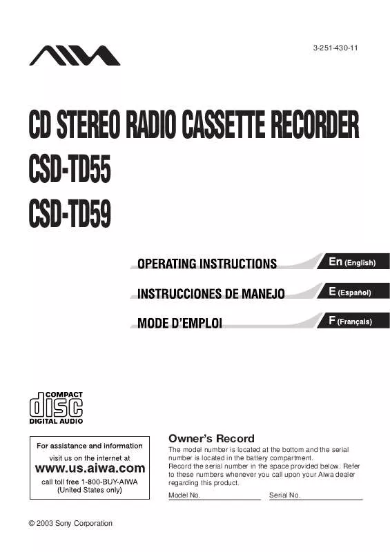 Mode d'emploi SONY CSDTD55