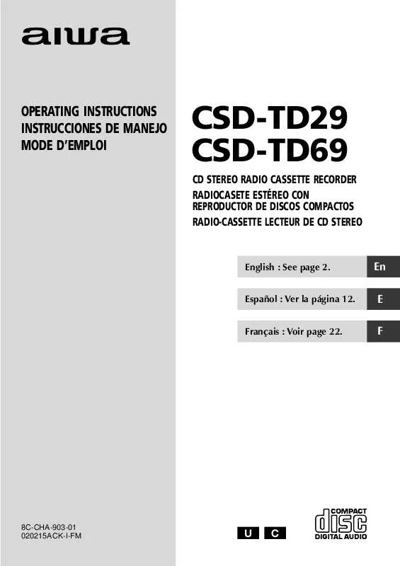 Mode d'emploi SONY CSDTD69