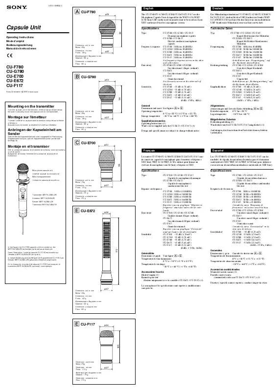 Mode d'emploi SONY CUE700