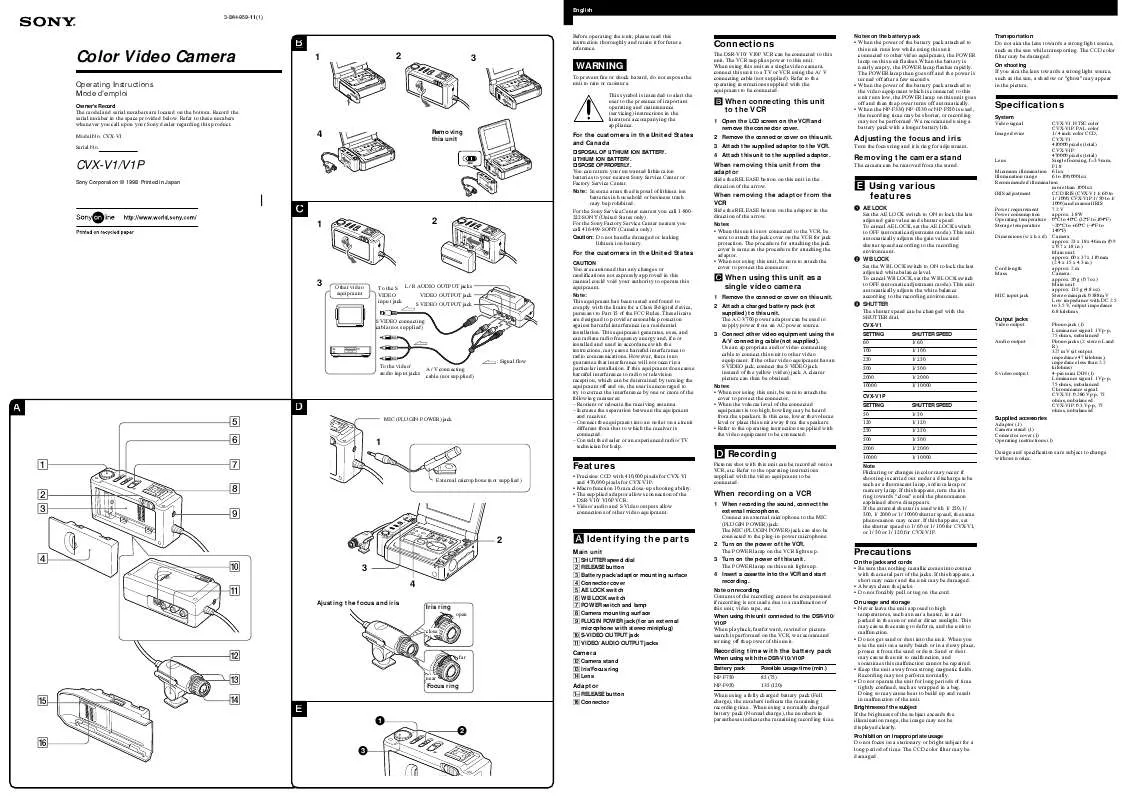 Mode d'emploi SONY CVX-V1