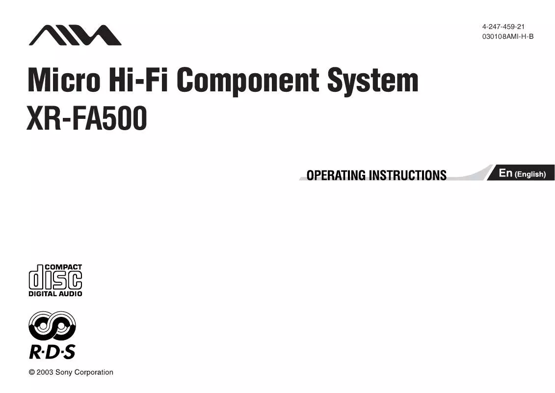 Mode d'emploi SONY CXLFA500