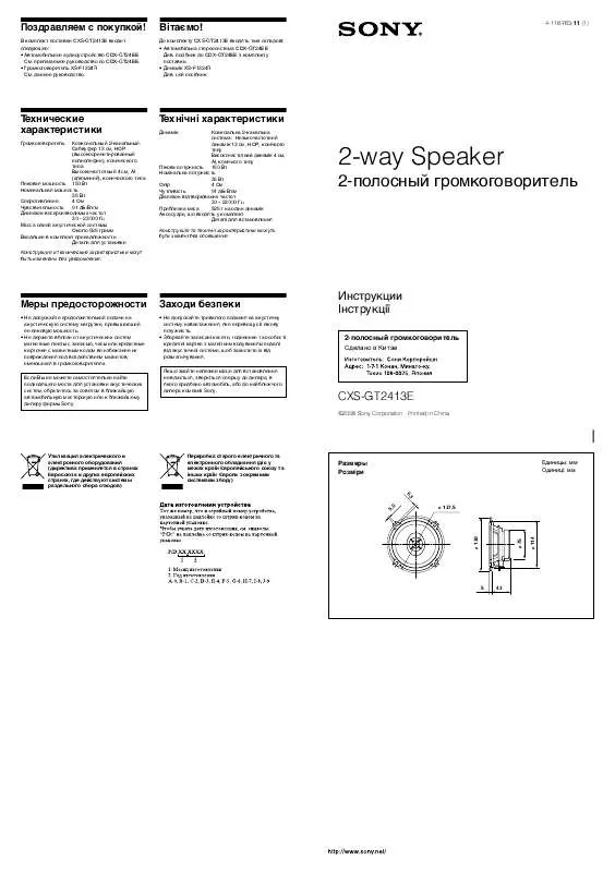 Mode d'emploi SONY CXS-GT2413E