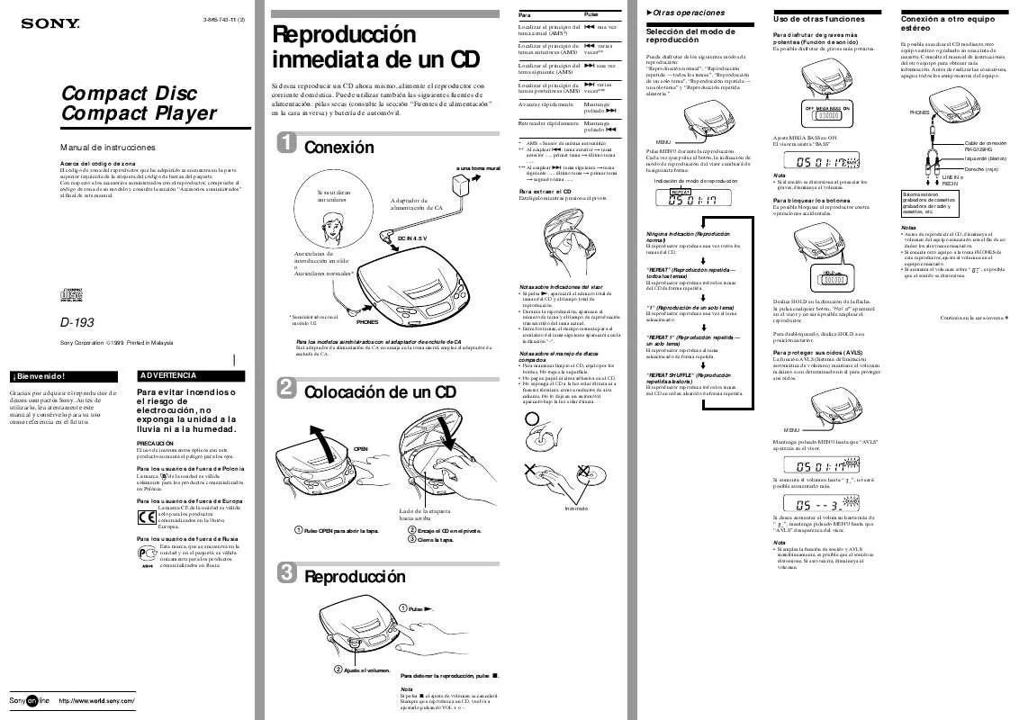 Mode d'emploi SONY D-193