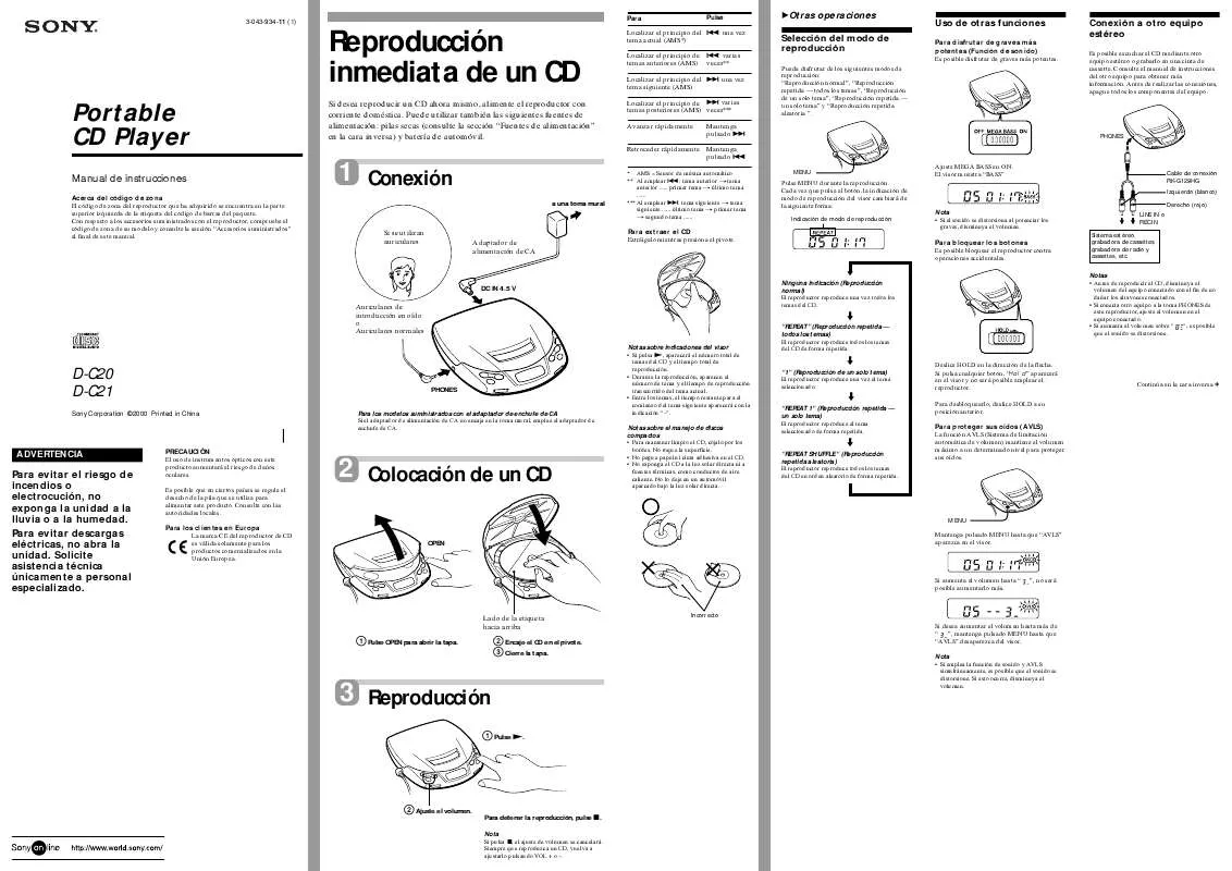 Mode d'emploi SONY D-C20