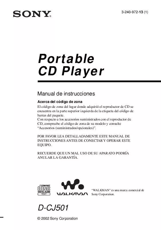 Mode d'emploi SONY D-CJ501