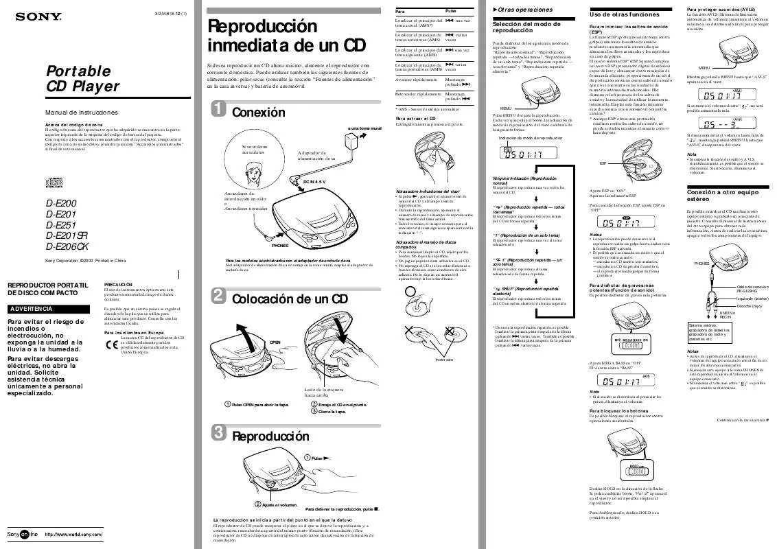 Mode d'emploi SONY D-E200