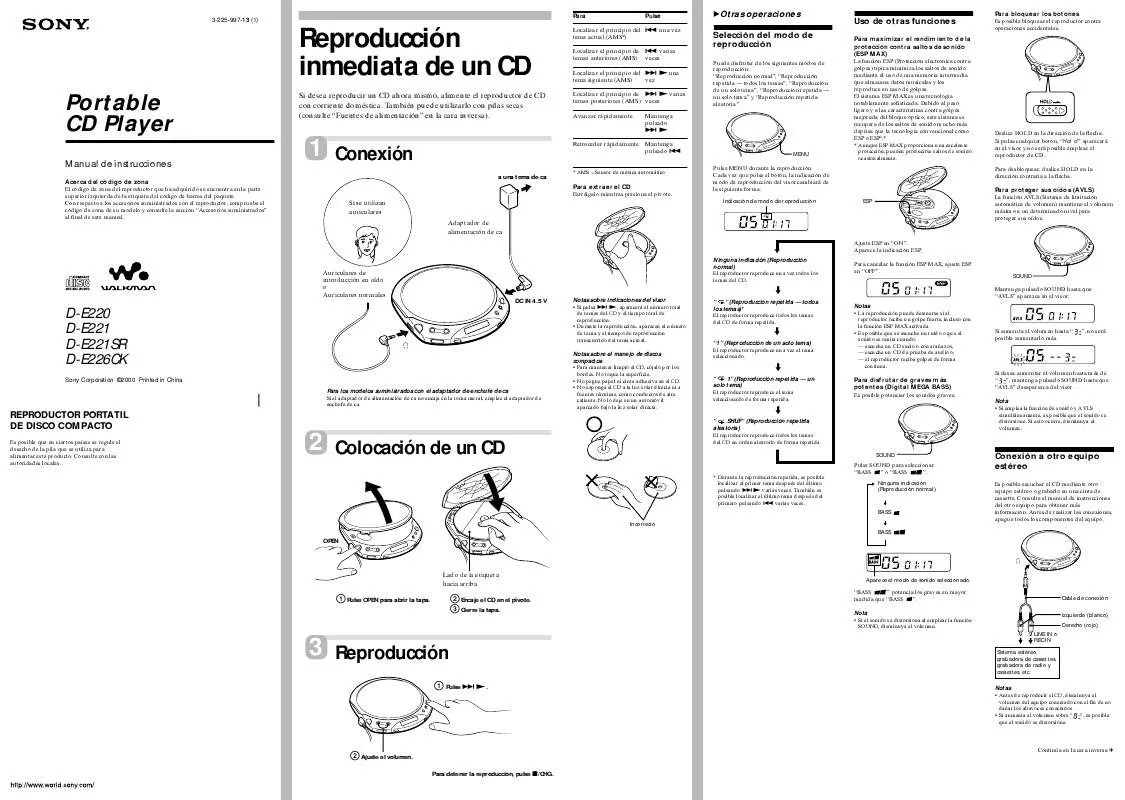 Mode d'emploi SONY D-E221