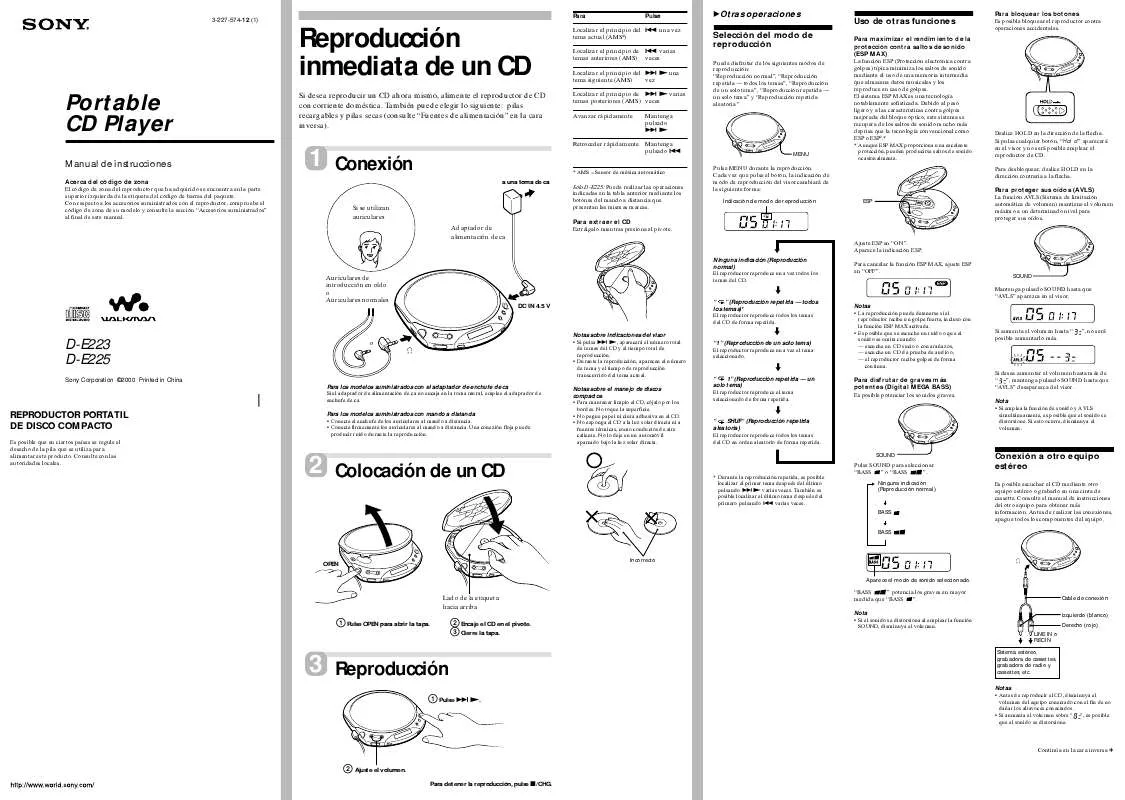 Mode d'emploi SONY D-E223