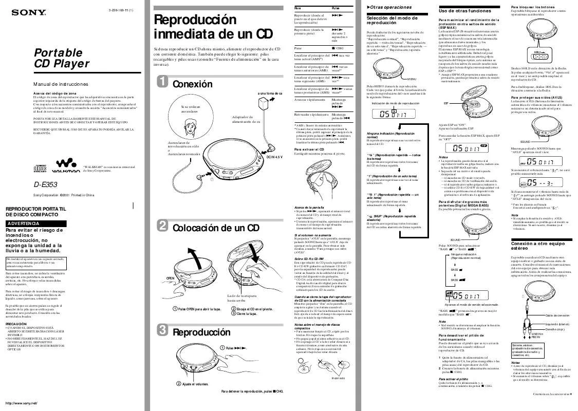 Mode d'emploi SONY D-E353