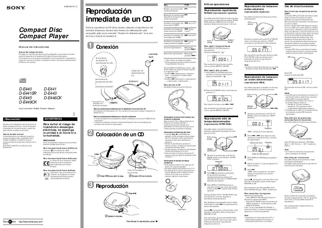 Mode d'emploi SONY D-E440