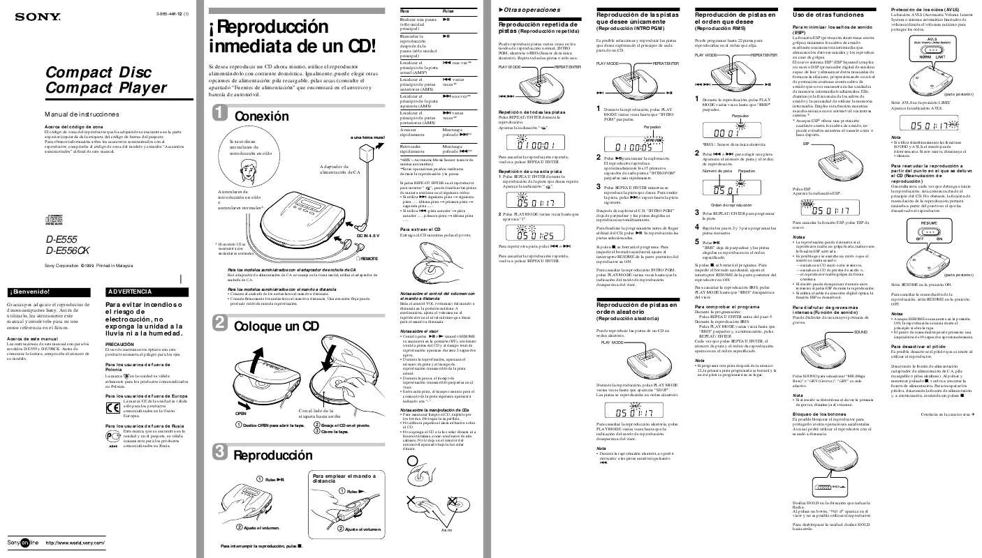 Mode d'emploi SONY D-E555