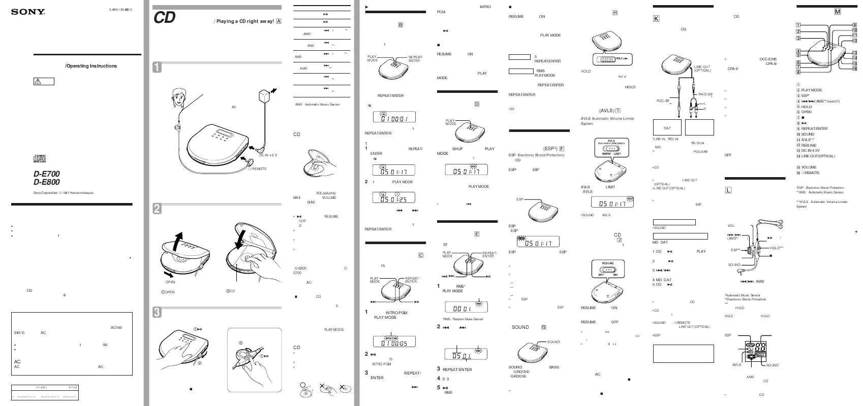 Mode d'emploi SONY D-E700