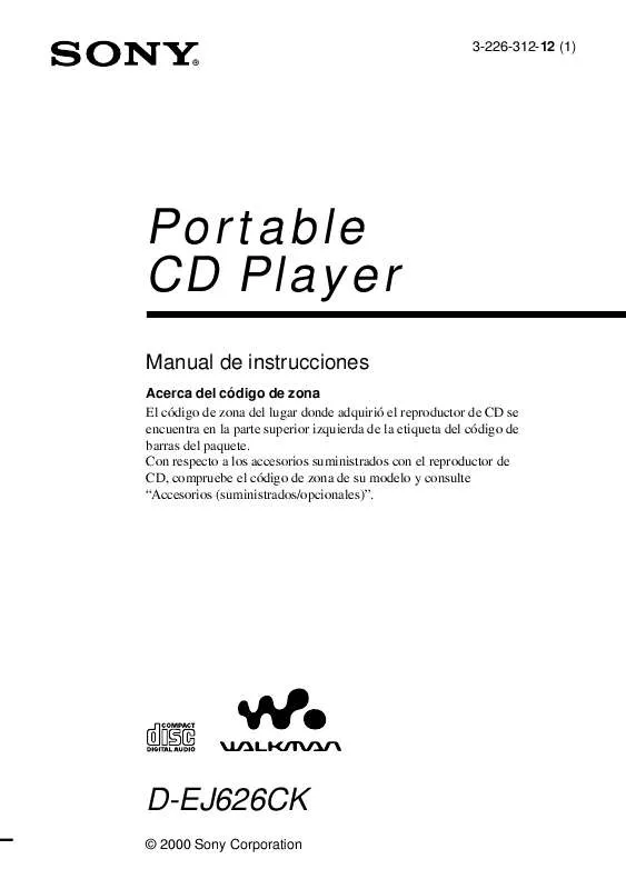 Mode d'emploi SONY D-EJ626CK